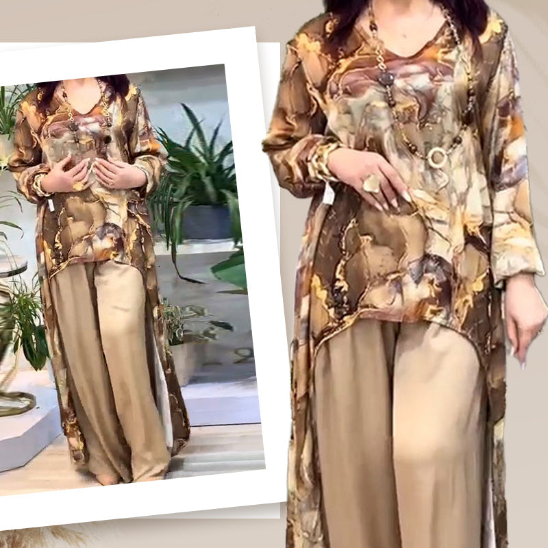 ❤️Ženski dvodelni komplet z modernim potiskanim zgornjim delom in hlačami - GR