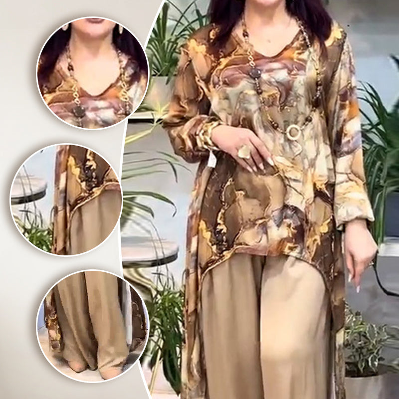 ❤️Ženski dvodelni komplet z modernim potiskanim zgornjim delom in hlačami - GR