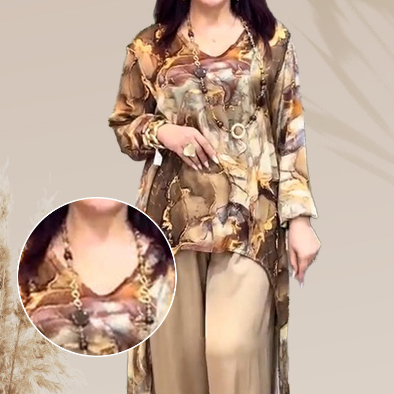 ❤️Ženski dvodelni komplet z modernim potiskanim zgornjim delom in hlačami - GR