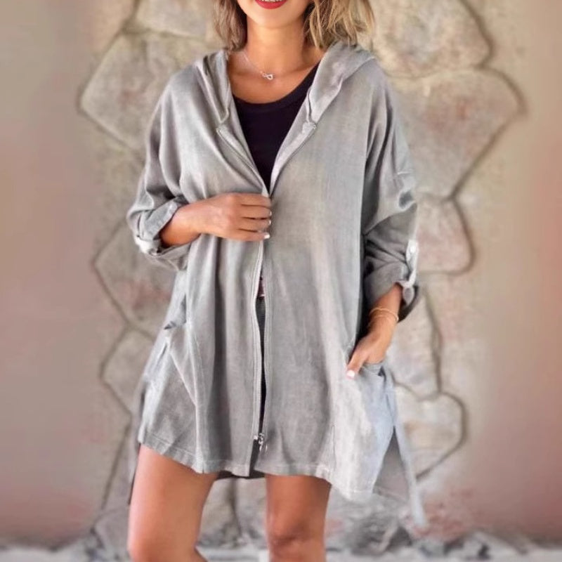 🧥 Γυναικείο ελαφρύ μπουφάν με κουκούλα-GR