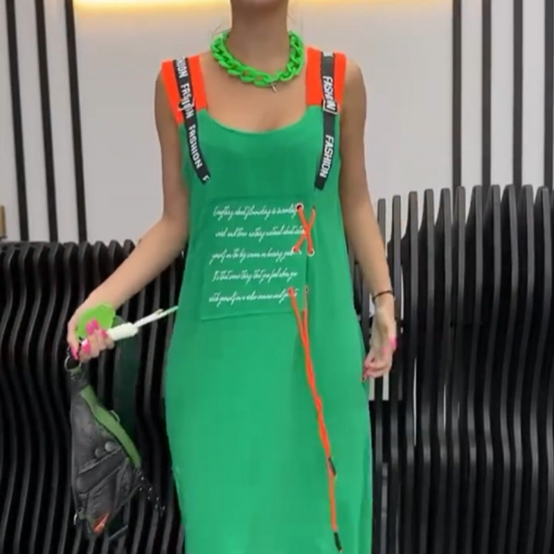 Ženska potiskana obleka brez rokavov-SI