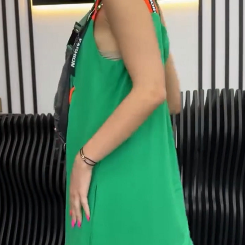 Ženska potiskana obleka brez rokavov-SI