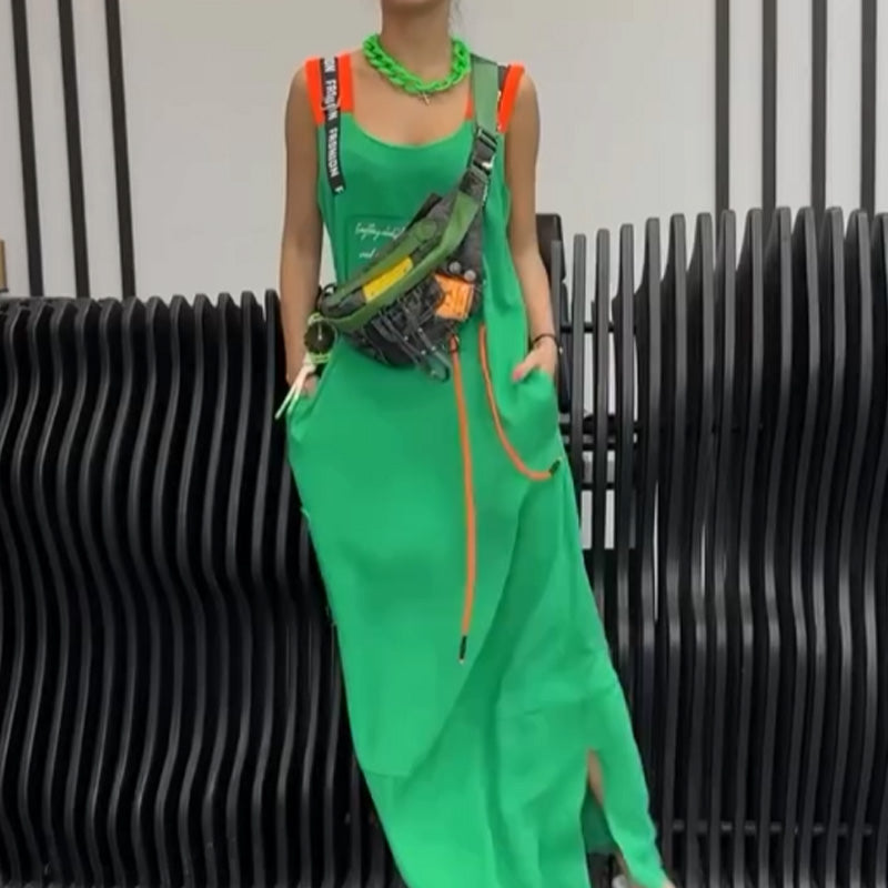 Ženska potiskana obleka brez rokavov-SI