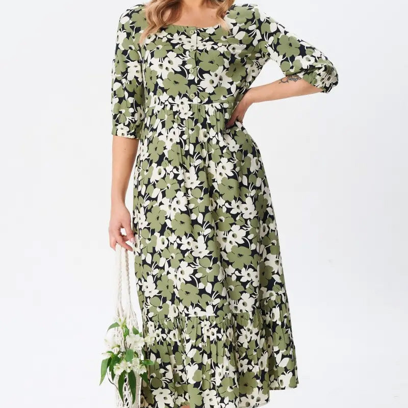 🔥 Obleke s cvetjem Laisvalaikio so polrankove ženske-LT