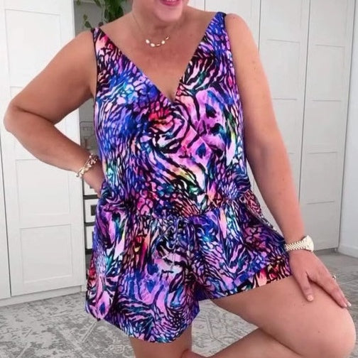 💝 2025 m. berankovis margintas maudymosi kostiumėlis su V formos iškirpte-LT