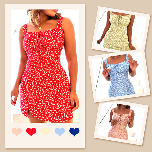 🌸Μίνι φόρεμα με φλοράλ print και τιράντες-GR