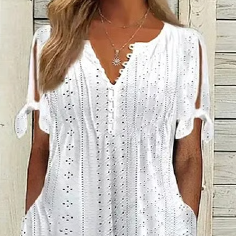 Κομψό γυναικείο φόρεμα με V-λαιμόκοψη-GR