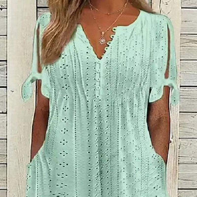 Κομψό γυναικείο φόρεμα με V-λαιμόκοψη-GR