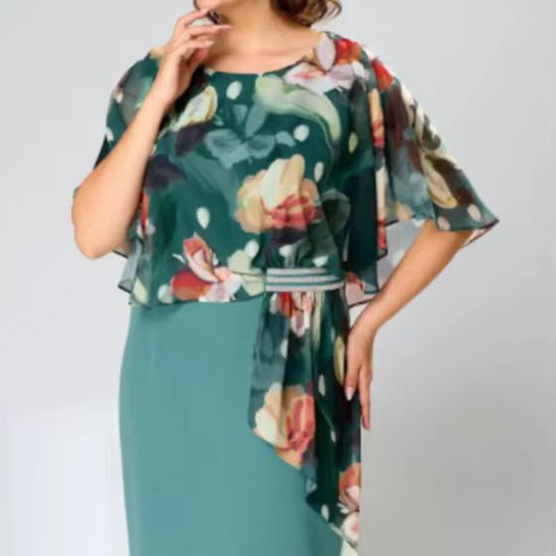 🌸 Elegantiškos gėlėtos apvalios iškirptės suknelės moterims-LT