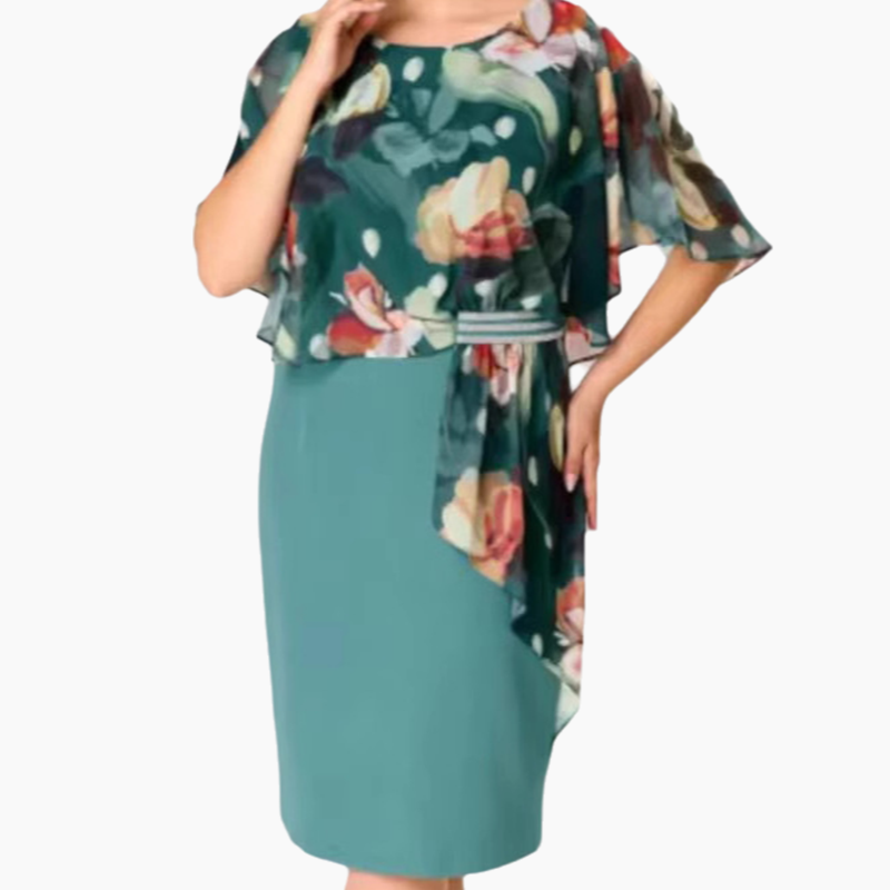 🌸 Elegantiškos gėlėtos apvalios iškirptės suknelės moterims-LT