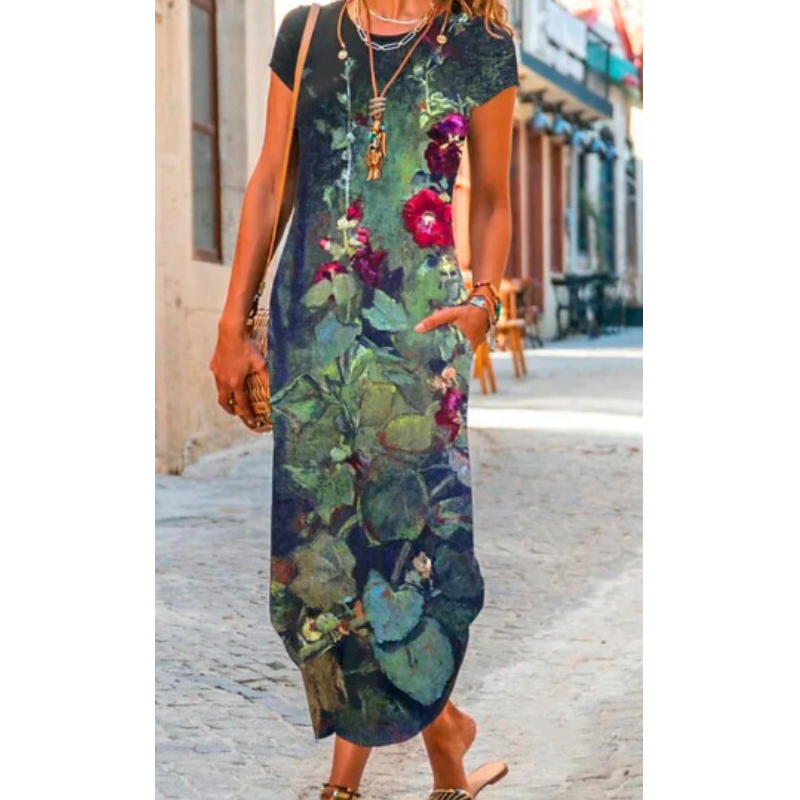 ✨Ženske dolge obleke s potiskanimi majicami-GR