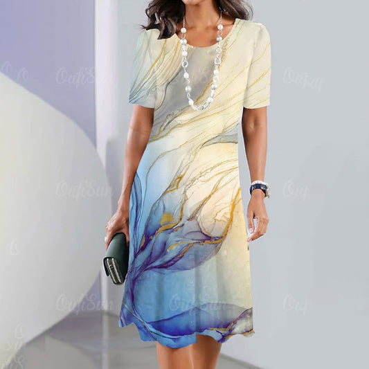 🌹Nemokamas rožių vėrinys🌸Moteriška universali, laisvalaikio stiliaus, marginta suknelė-LT