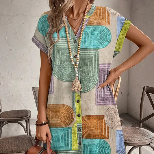 🌺【S-2XL】Φόρεμα με πολύχρωμα σχέδια-GR