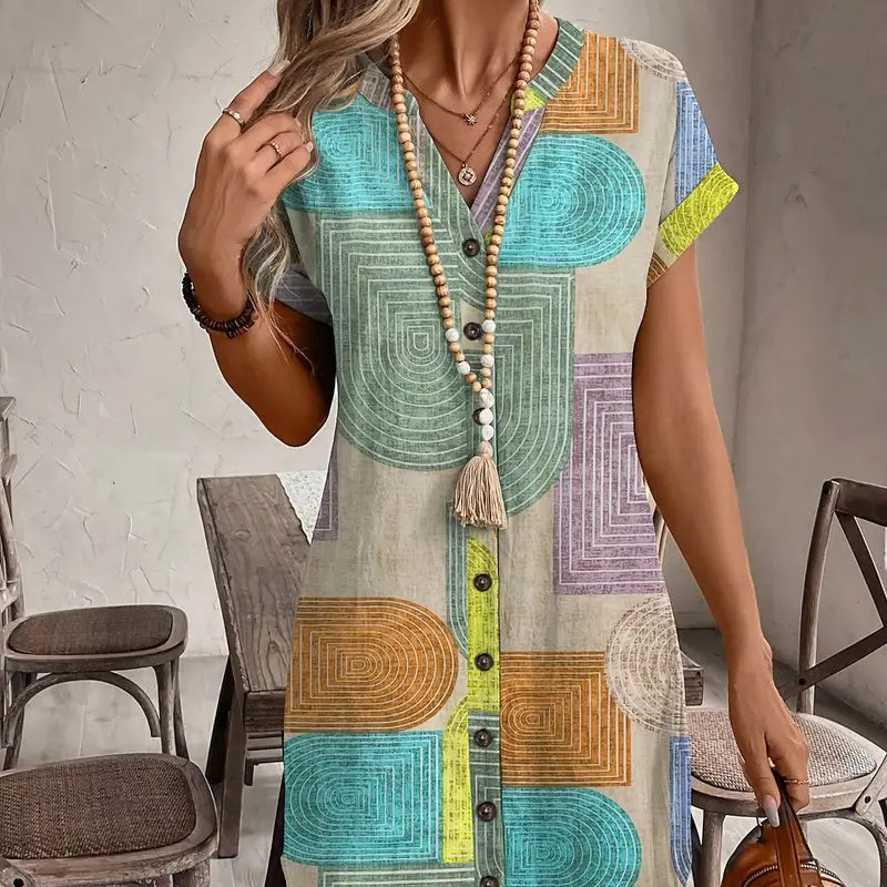 🌺【S-2XL】Φόρεμα με πολύχρωμα σχέδια-GR