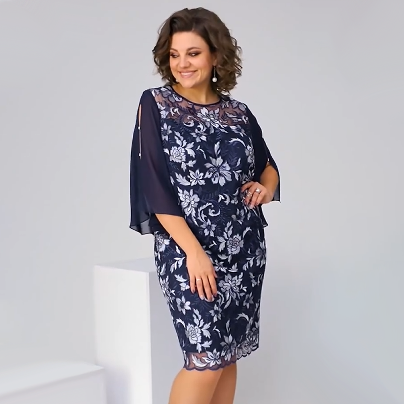 ✨Γυναικείο φόρεμα midi με φλοράλ print και mesh-GR