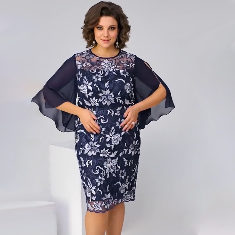 ✨Γυναικείο φόρεμα midi με φλοράλ print και mesh-GR