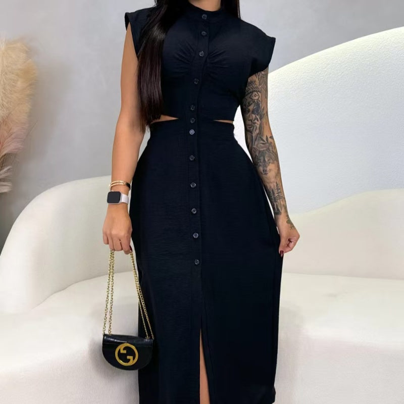 【S-2XL】👗Γυναικείο κομψό φόρεμα με χώρισμα-GR