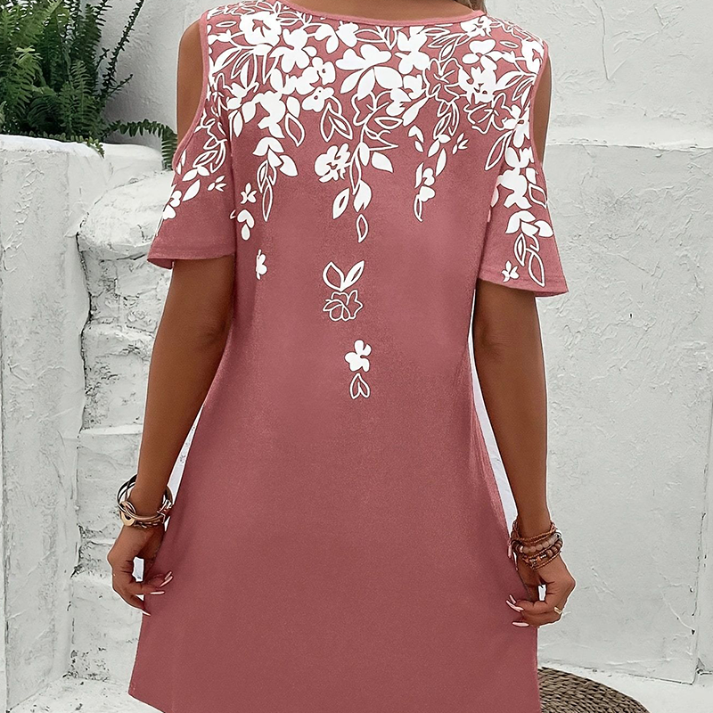 🌼【S-2XL】Midi obleka s cvetličnim potiskom in izrezanimi rokavi - GR