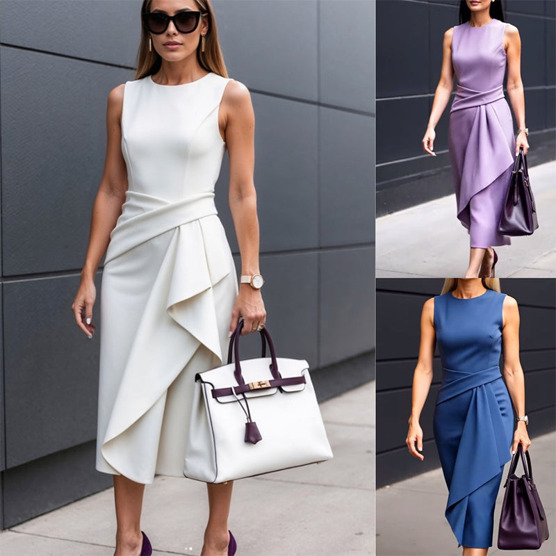 Γυναικείο φόρεμα με στρογγυλή λαιμόκοψη-GR