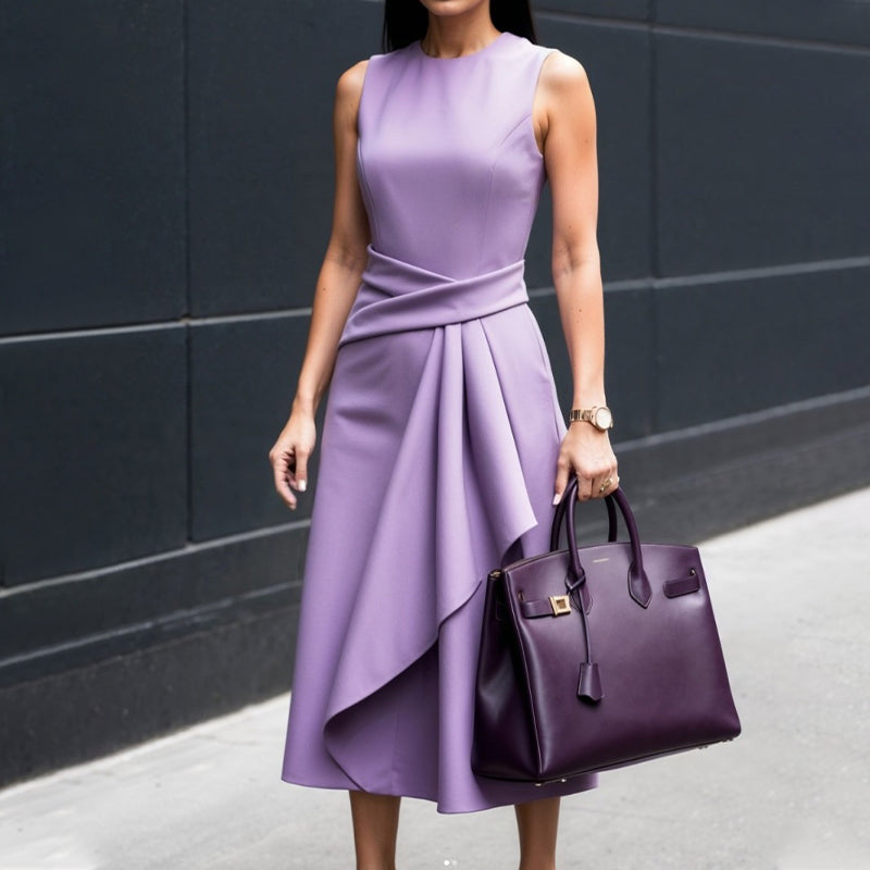 Γυναικείο φόρεμα με στρογγυλή λαιμόκοψη-GR