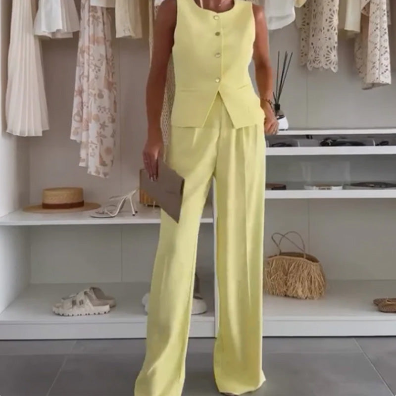 Γυναικείο αμάνικο τοπ και μακρύ παντελόνι-GR