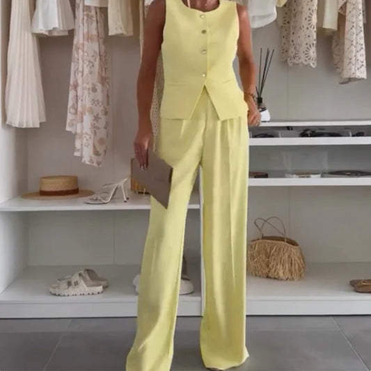 Γυναικείο αμάνικο τοπ και μακρύ παντελόνι-GR