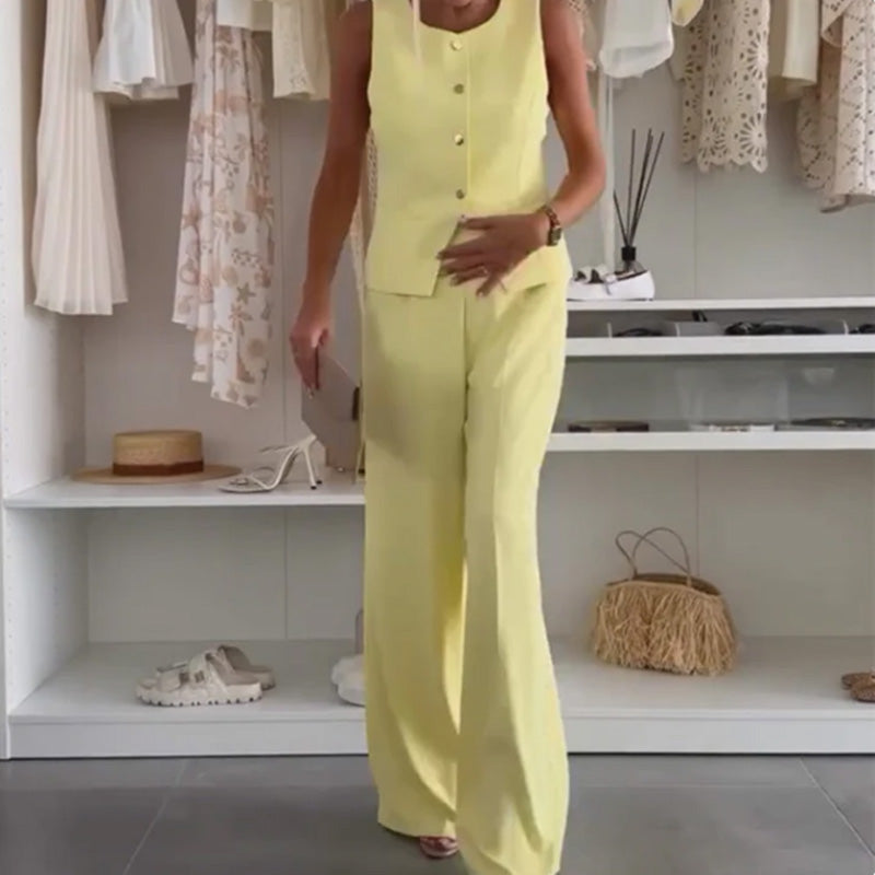 Γυναικείο αμάνικο τοπ και μακρύ παντελόνι-GR