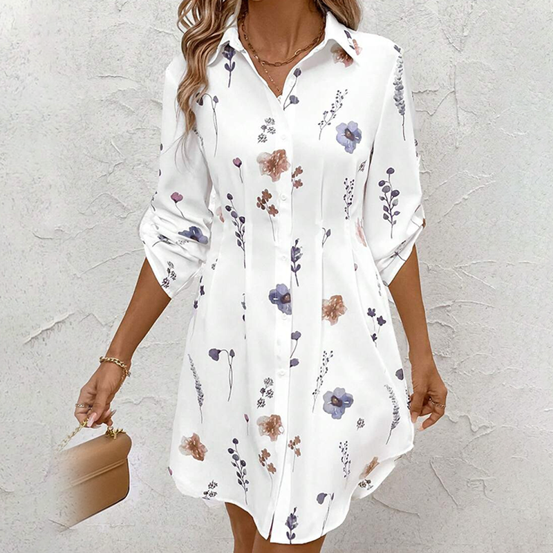 【S-XL】🌸Elegantna obleka A-kroja z dolgimi rokavi s cvetličnim potiskom - SI