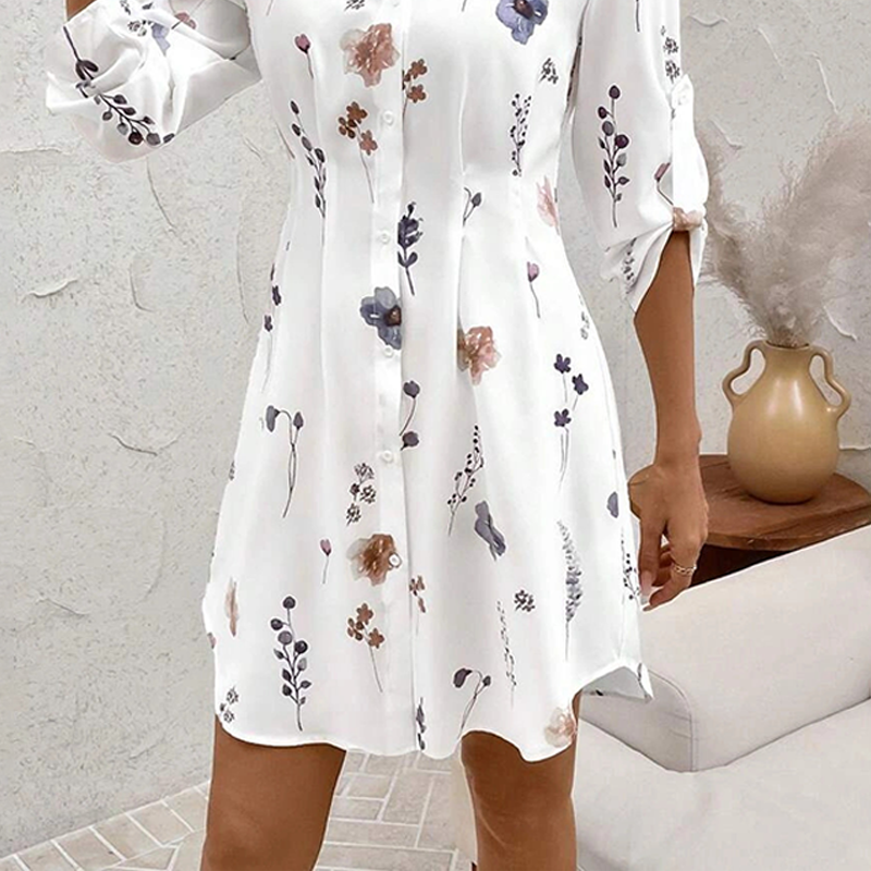 【S-XL】🌸Elegantna obleka A-kroja z dolgimi rokavi s cvetličnim potiskom - SI