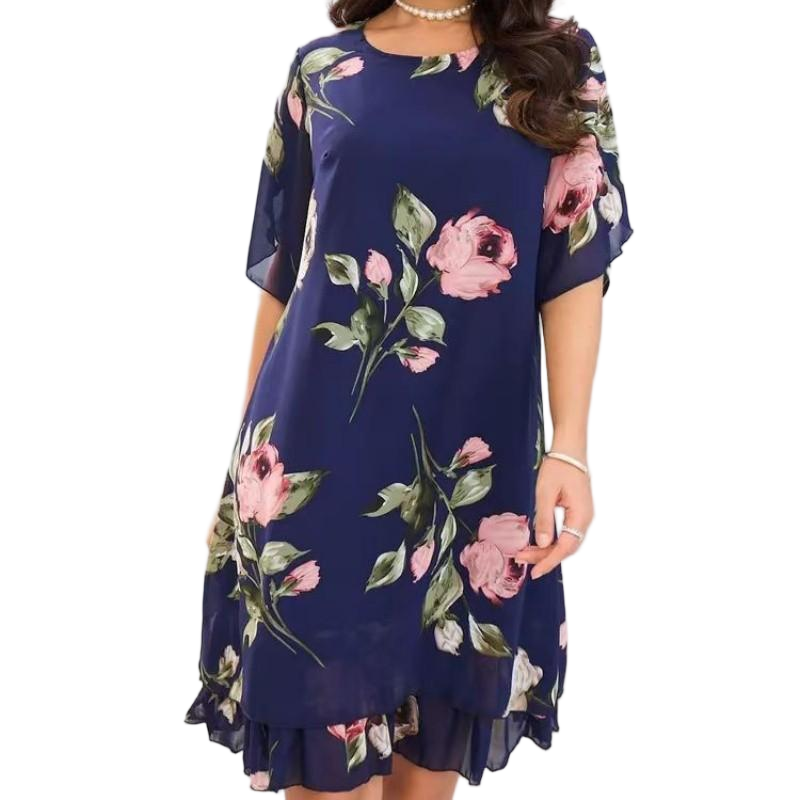 Ženska obleka s cvetličnim potiskom-SI