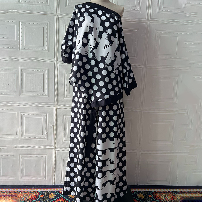 Σετ 2 τεμαχίων: oversized τοπ και παντελόνι με φαρδιά μπατζάκια για γυναίκες-GR