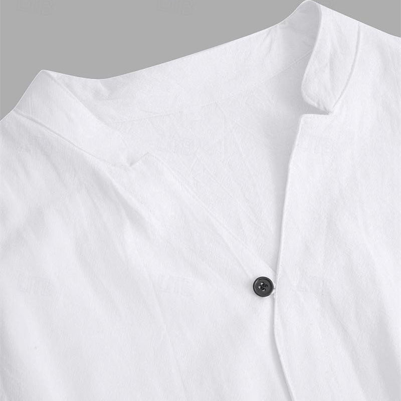 ❄️Κομψό σετ δύο τεμαχίων από λινό και βαμβάκι παντελόνι και μπλούζα για άνδρες-GR