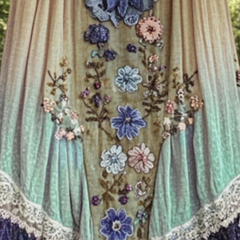 Φόρεμα μίντι με τρισδιάστατη εκτύπωση και λαιμόκοψη U-GR