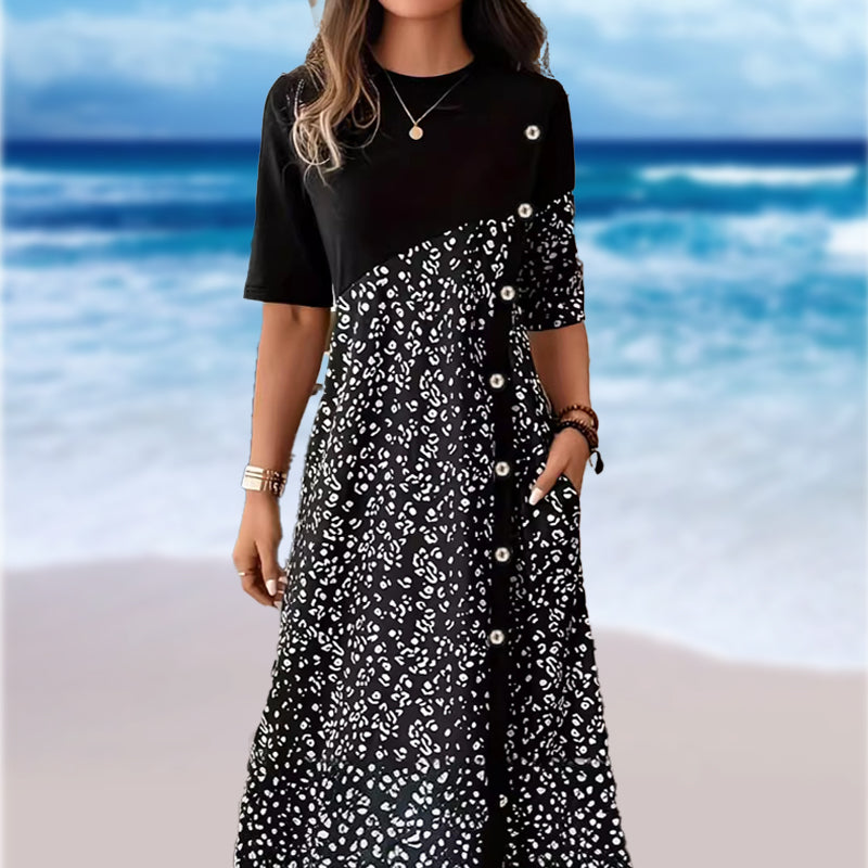 Ženske bombažne obleke z vintage potiskom-SI