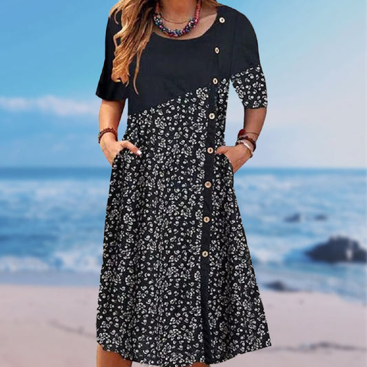 Ženske bombažne obleke z vintage potiskom-SI