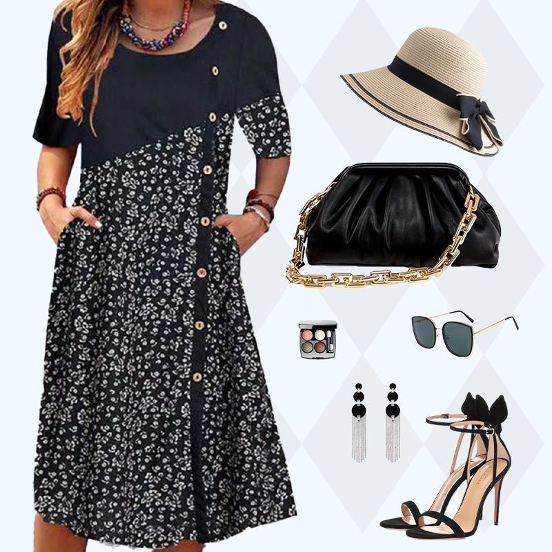 Γυναικεία vintage τυπωμένα βαμβακερά φορέματα-GR