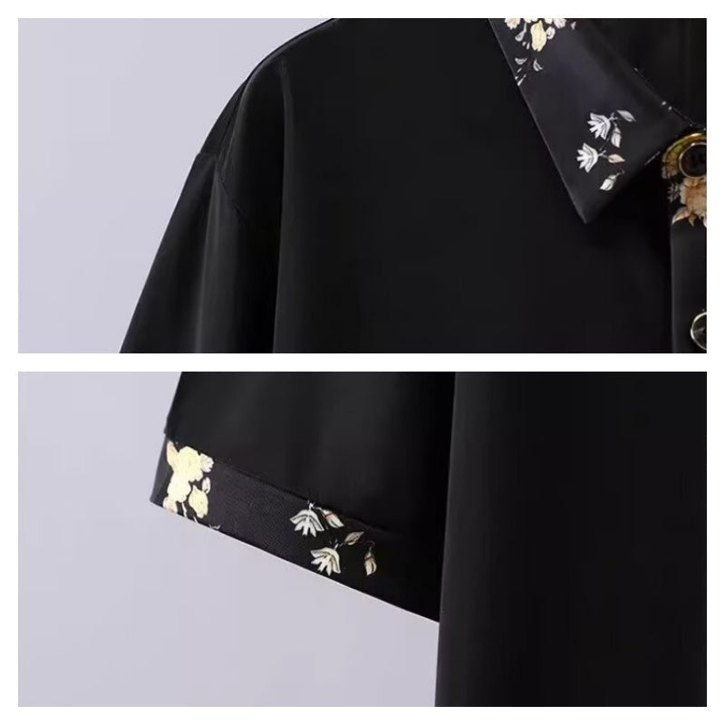 Vyriški trumparankoviai marškiniai su raštu-LT