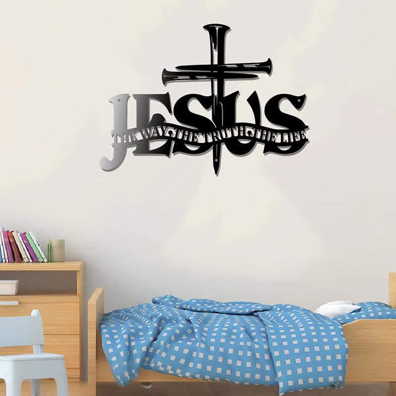 Μεταλλική διακόσμηση τοίχου με σταυρό και αλήθεια-GR