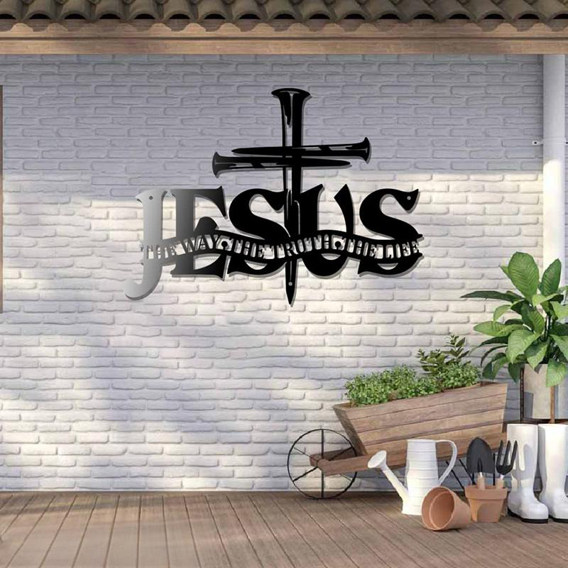 Μεταλλική διακόσμηση τοίχου με σταυρό και αλήθεια-GR