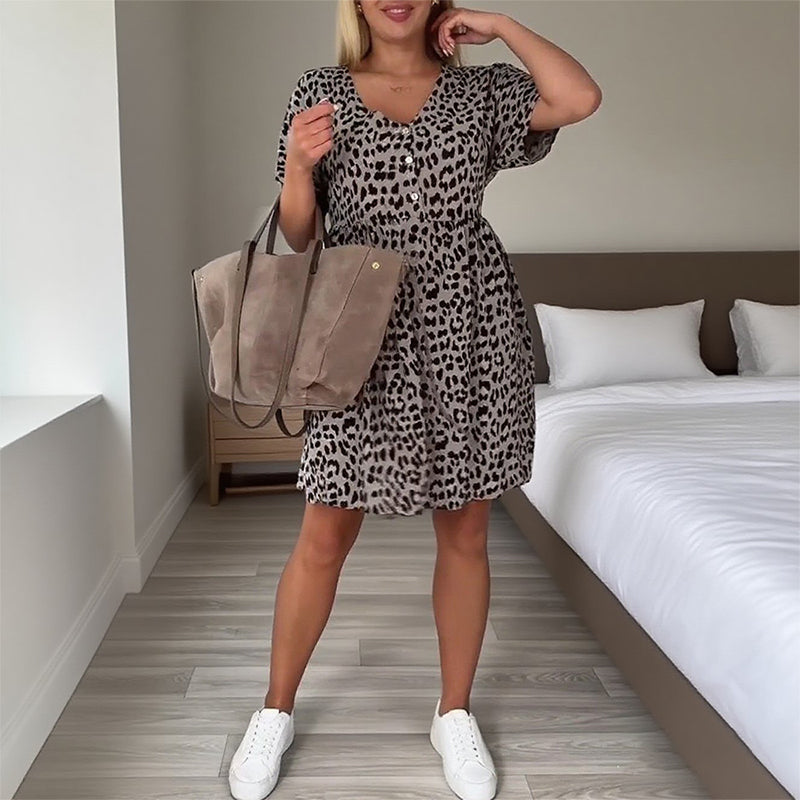 【S-3XL】🌸Obleka s kratkimi rokavi in cvetličnim vzorcem-SI