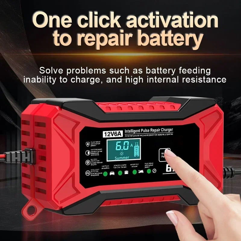 🔥 Pametni polnilnik baterij za avto in motor - 220 V - EU vtič 🚗⚡-SI