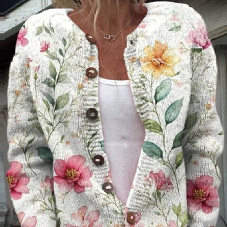 Γυναικεία παλτό με τύπωμα, κλείσιμο με κουμπιά, ανοιχτό μπροστά-GR