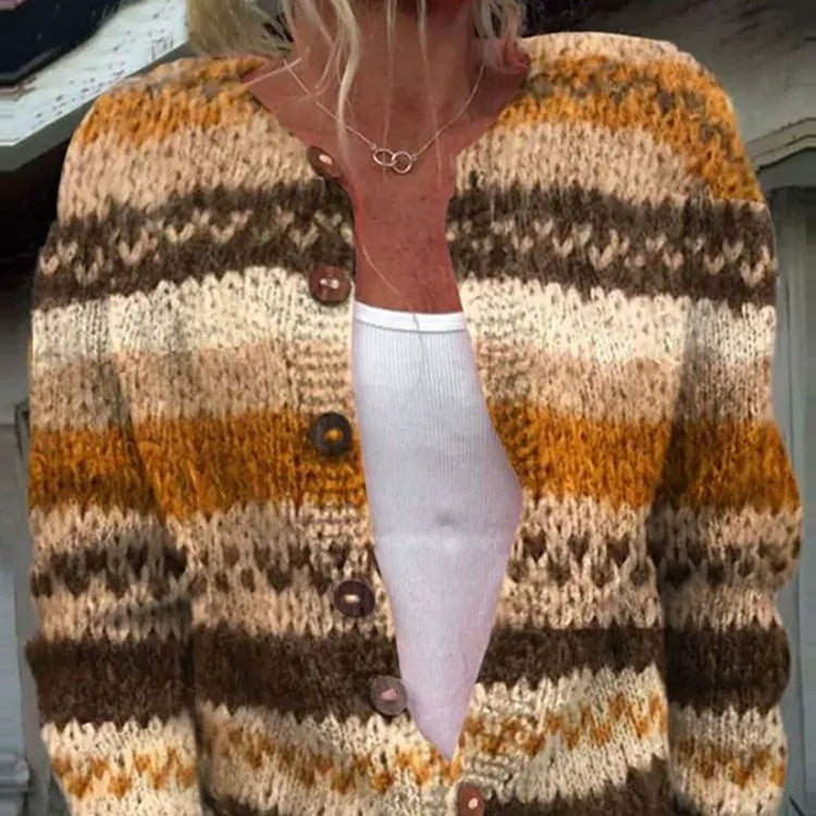 Γυναικεία παλτό με τύπωμα, κλείσιμο με κουμπιά, ανοιχτό μπροστά-GR