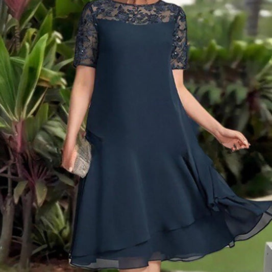 💖 [S-3XL] 👗✨️ Ženska večplastna mrežasta midi obleka A-kroja-SI