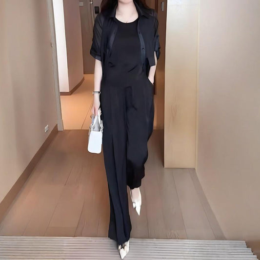 Ženski 3-delni komplet: majica, telovnik in hlače-SI