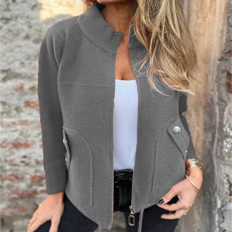 🧥 Casual μπουφάν με ψηλό γιακά και φερμουάρ-GR