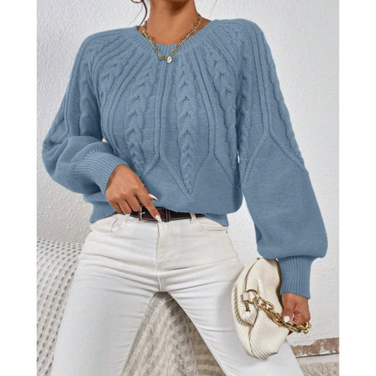 【S-2XL】✨Γυναικεία Μπλούζα με Πλεκτό Μακρυμάνικο και Casual Χρώμα-GR