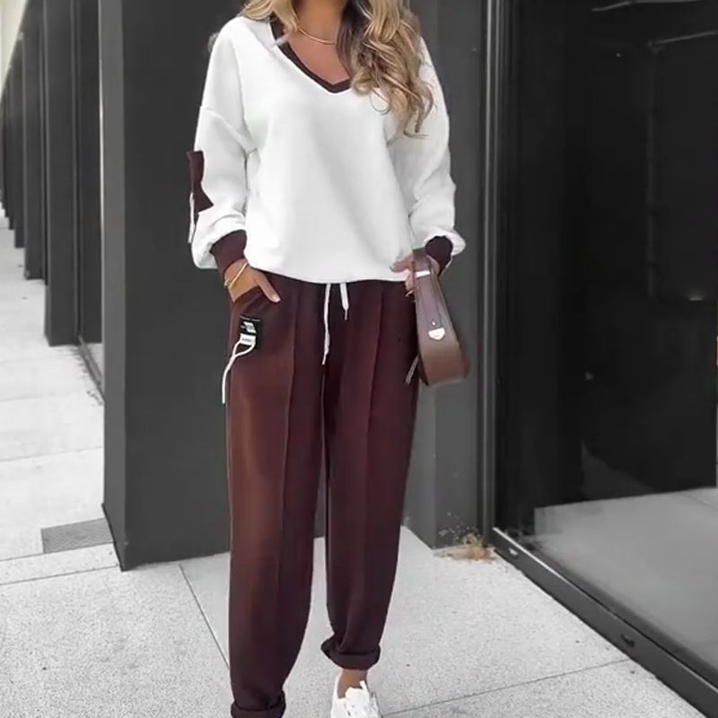 🍂 Σετ με μακριά μανίκια και φόρμα σε χρωματικό συνδυασμό-GR