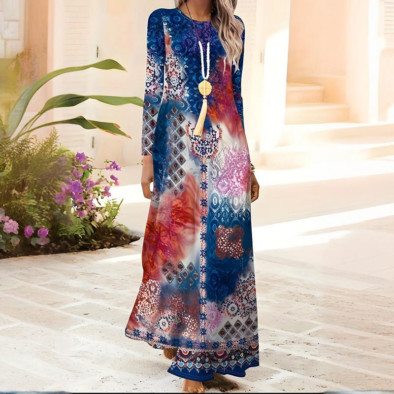 Γυναικείο φόρεμα με μακριά μανίκια και 3D εκτύπωση-GR