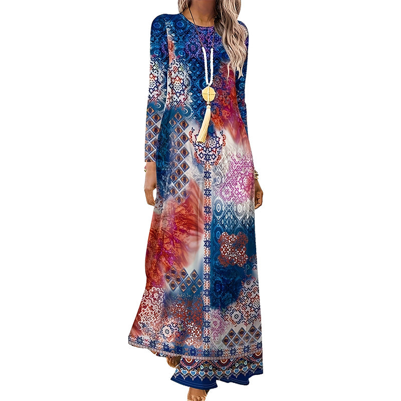 Γυναικείο φόρεμα με μακριά μανίκια και 3D εκτύπωση-GR